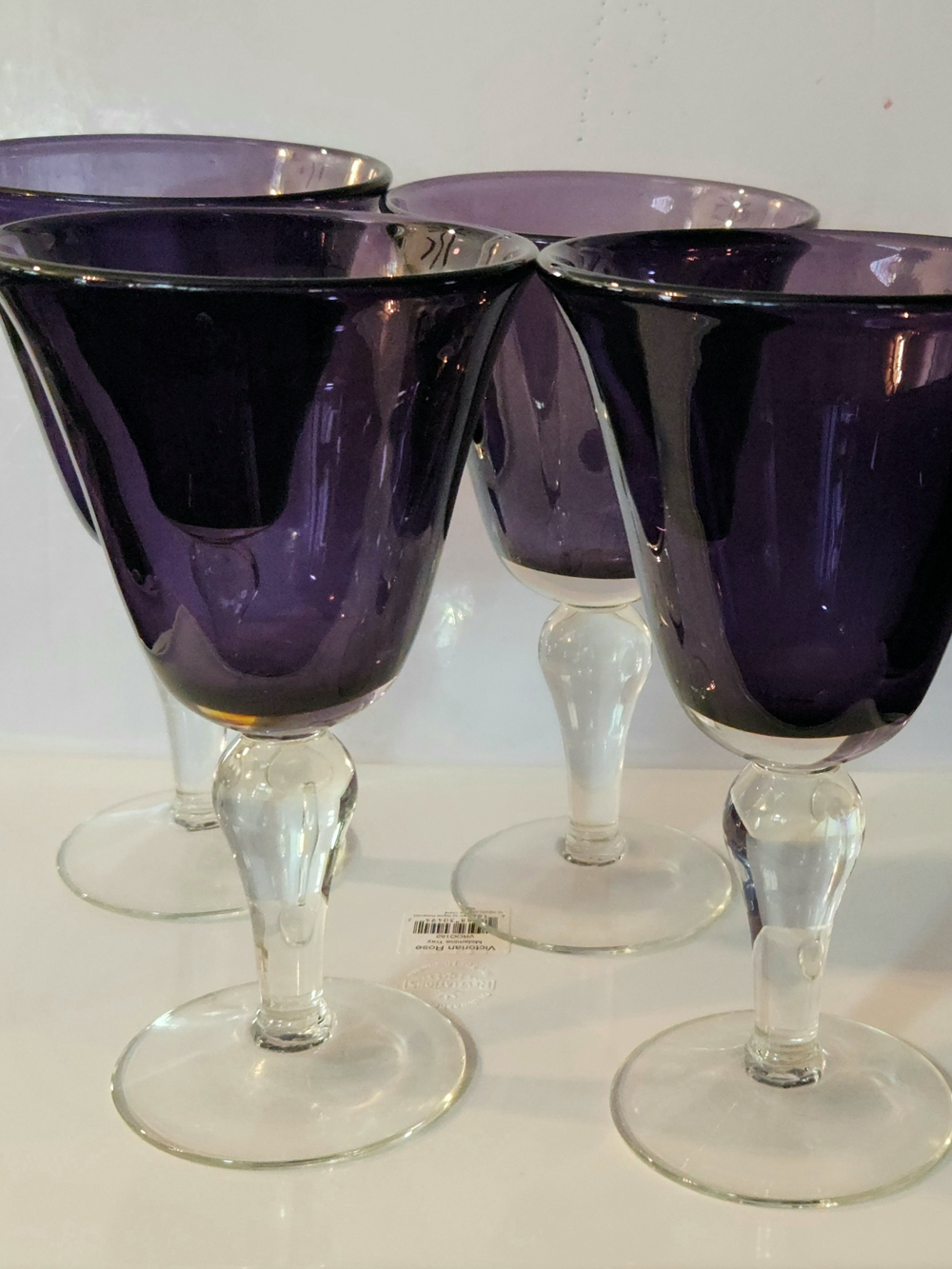 Artland Iris Plum Purple Water Goblets - Set/4 - Smooth/No Bubbles - Hand Blown